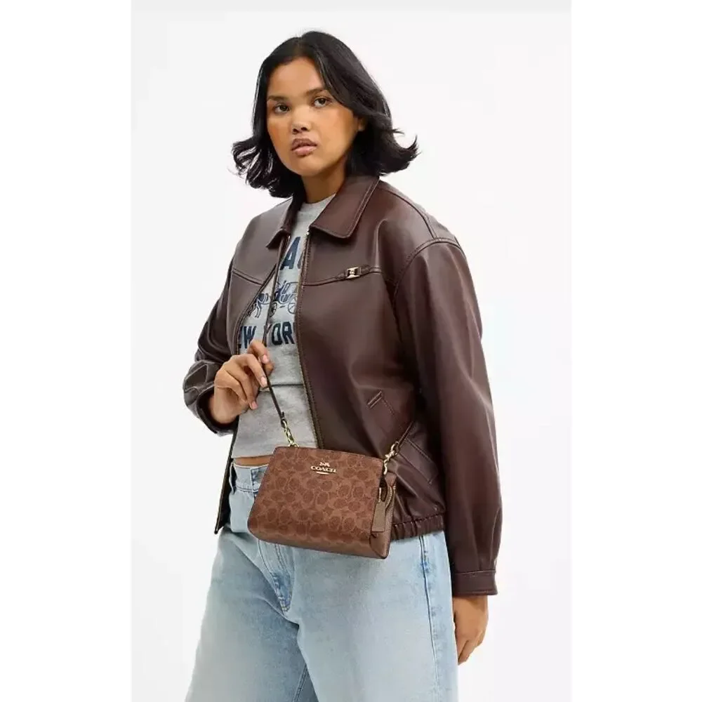 🔥🎁NWT! Coach Gia Crossbody Bag In Sig Canvas Brown/Copper CCK70 Msrp: $298.00 - Picture 8 of 10